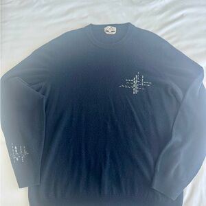Hermes Navy Sweater with Subtle Pattern